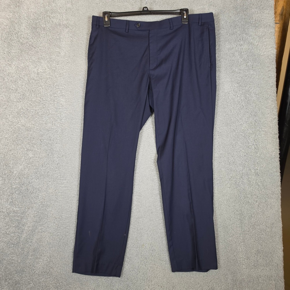 Ralph Lauren Dress Pants Mens 40x30 Navy Blue‎ Good Flat Front Stretch Office